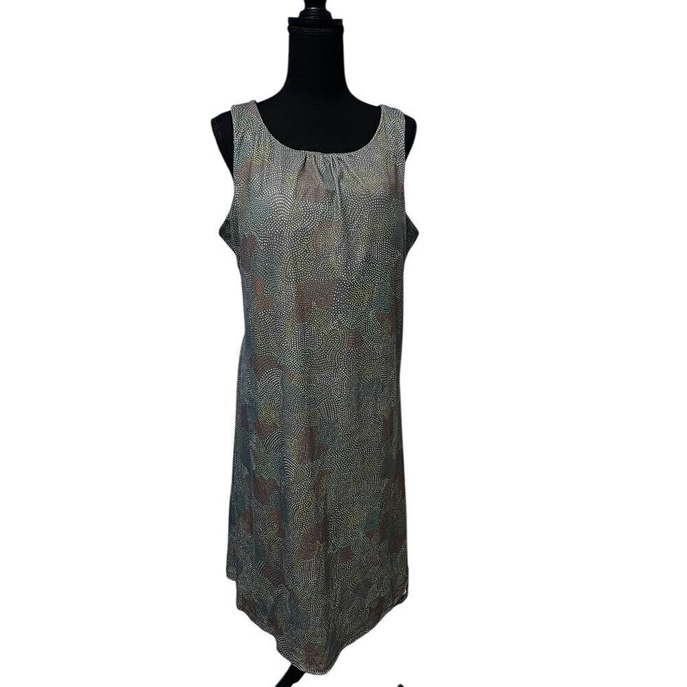 PRANA SKYPATH DRESS BUILD IN BRA FLARE STRETCH TWIST OPEN BACK MID LENGTH BEACH